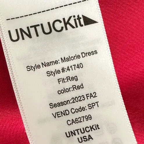 UNtuckit for Her Women's Red Satin V Neck Dress Malorie size XS Extra Small