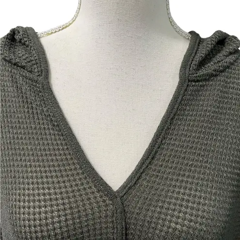 Chenault Open Waffle Knit Lightweight Hoodie Military Green Sweater 2X