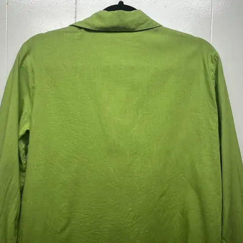 Worthington  Vintage Line Cotton Lime Green Button Front Womens Shirt Size Small