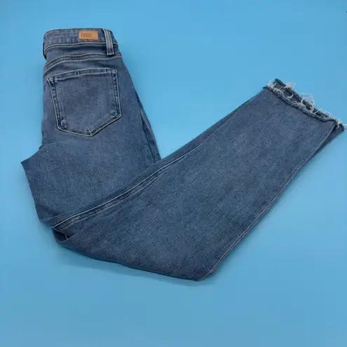 Paige  Cindy High Rise Straight Leg Jeans with Distressed Hem Size 26