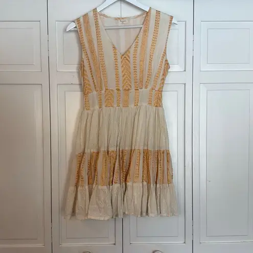 Paani embroidered smocked waist aline dress s Gold