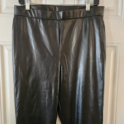 H by Halston Faux Leather Pants Size Medium Black High Rise Women's Biker Pants Ankle Zipper