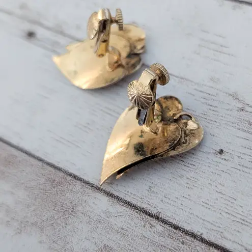 Vintage Clip On Earrings Leaf Duo