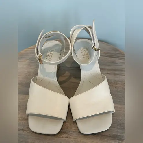 Franco Sarto  Sami an adjustable 3 inch wedge white sandal  size 8.5
