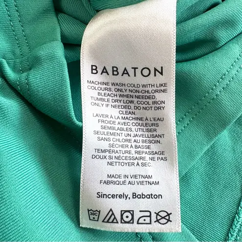 Babaton Aritzia Contour Ruched Short Sleeve Midi Dress in Nature Green 2XS