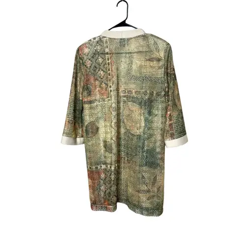 R & M Richards Vintage By Karen Kwong Green Multicolor Duster