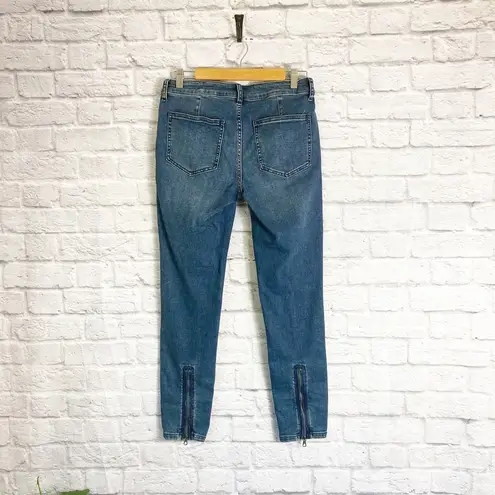 Free People  Blue Jet Skinny Jean With Exposed Zipper