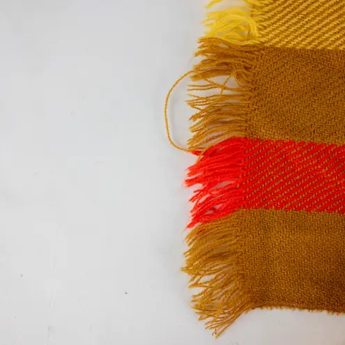 Handmade Brown Yellow Red Woven Tassel Scarf Unisex Mens Womens One Size