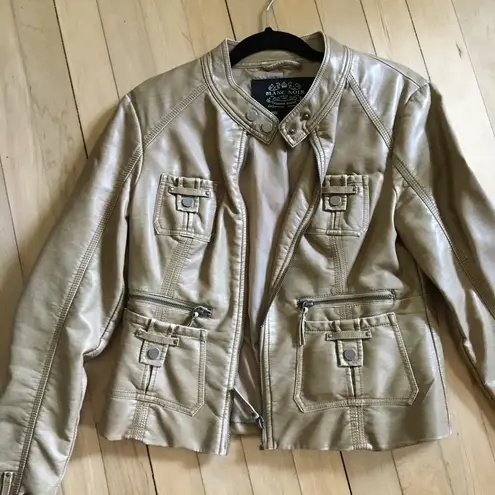 Blanc Noir Vegan Leather Jacket Size Medium Tan