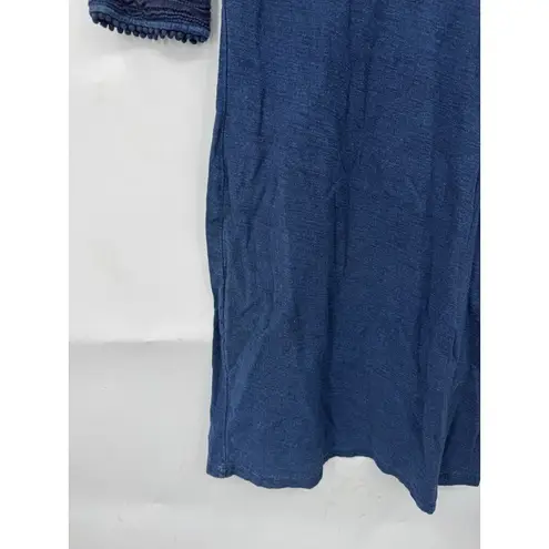 Boden Reanna Jersey Mini Dress Women 6L Indigo Embroidered Bohemian Feminine Blue Size 6