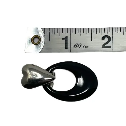 Vintage Unsigned Silver Tone Heart Post Earrings Dangle Hoops Retro Y2K Bratz