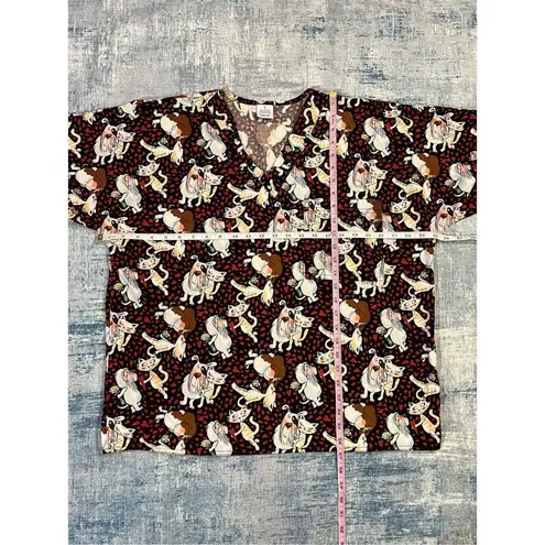 SCRUBS Dog Cat Heart Love Scrub Top Large