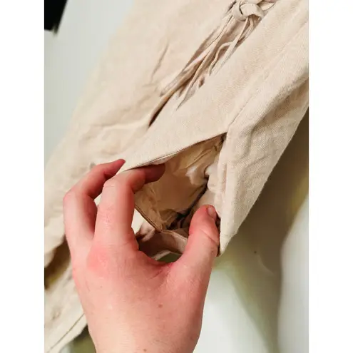 ROSETTA GETTY Beige Oatmeal Linen Blend Sleeveless V