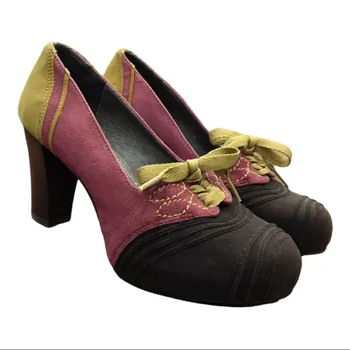 Pilcro and the Letterpress Anthropologie Nolana Oxford Suede Pumps 7 colorblock