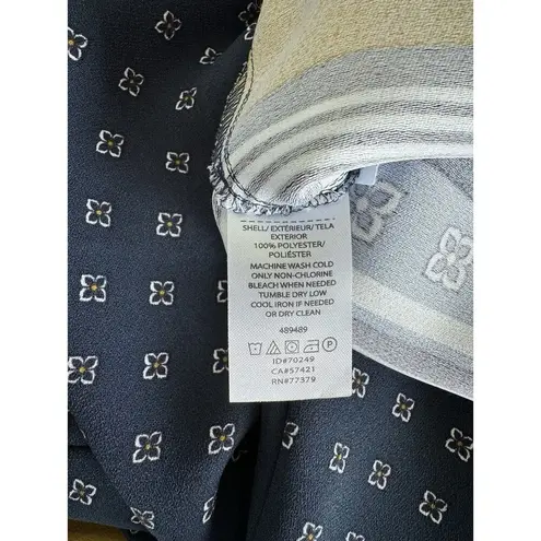 Ann Taylor  Navy Blue Geo Print Bishop Sleeve Shift Dress Women’s Size 6