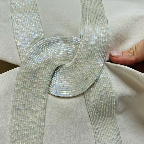 Vintage Daymor Couture Cream Beaded Formal Gown with Attached Jacket size 18