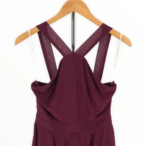 Lulus Lulu’s Forevermore Burgundy Skater Dress Halter Neck NWT size Small