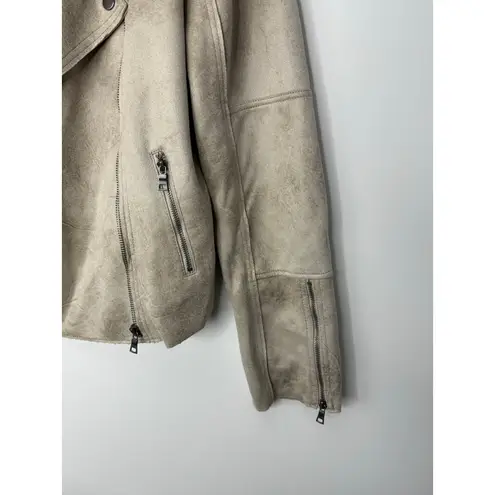 Evereve Marren Faux Suede Moto Jacket L Taupe Asymmetric Zip Soft Neutral