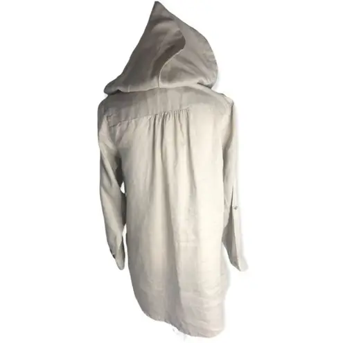 For Cynthia Beachwear Long Sleeve Linen Beach Coverup Hoodie