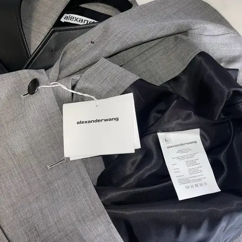 Alexander Wang Mohair Blazer With Leather Vest In Grey