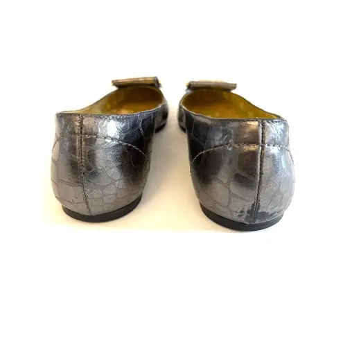 Elaine Turner Julia Pewter Tortoise Print Leather Flats Sz 8.5