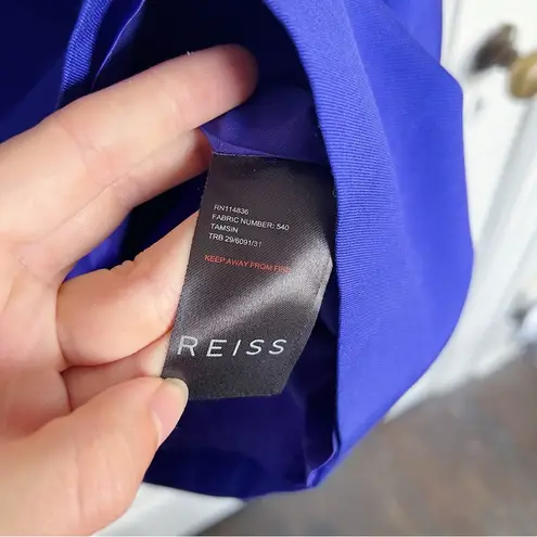Reiss • Tamsin Dress one shoulder shift cocktail royal blue purple draped mini