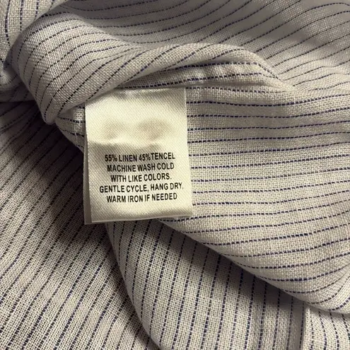 UNTUCKit Women’s Angeles Button Down Long Sleeve Blue Pin stripe Shirt Sz 0 NWT