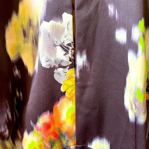 Whistles Aiko Floral Print Josephine Cut Out Mini Dress Size 2 Small Black