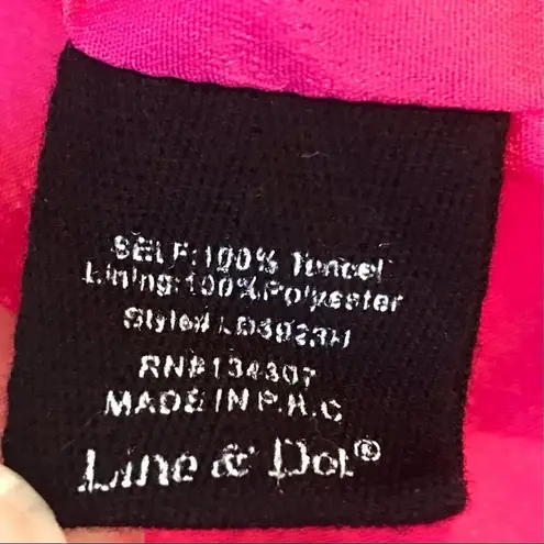 Line and Dot Cherie Mini Wrap Dress Ruffle V-Neck Short Sleeve Fuchsia Pink Medium