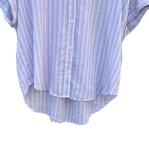 Lola River Women's Large Vintage Lavender Striped High Low Linen Blouse Purple Size XL