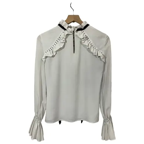 Monique Lhuillier ML White Victorian Top - XS