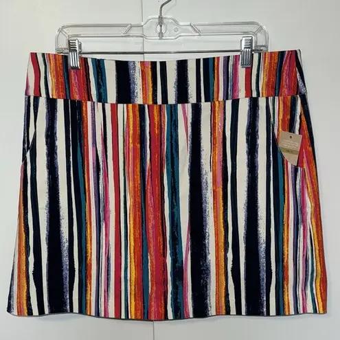 Hope & Harlow Skort Multi Color Brush Stroke Striped w Pockets Women’s 14 Blue