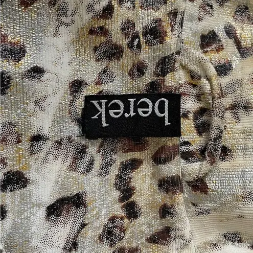 BEREK jacket blazer animal print beads faux suede drawstring collar zip up L Silver Size L