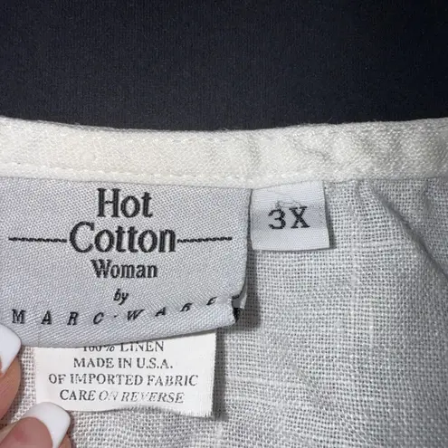 Hot Cotton Quiet Luxury Minimalist 100% Linen White Sleeveless Tank Top 3X