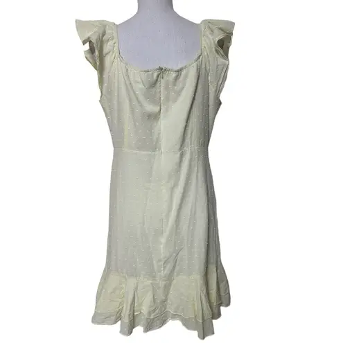 SheIn Swiss Dot On or Off the Shoulder Knot Front Ruffle Trim Dress; ; size XL