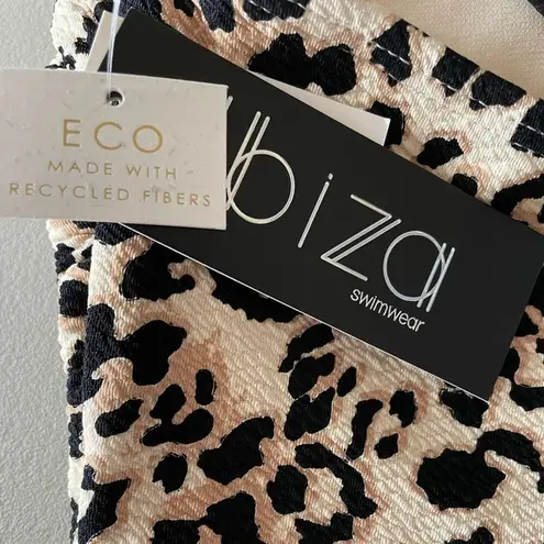 Ibiza Leopard One Piece Double Single Shoulder Strap Swimsuit size Small NEW Brown