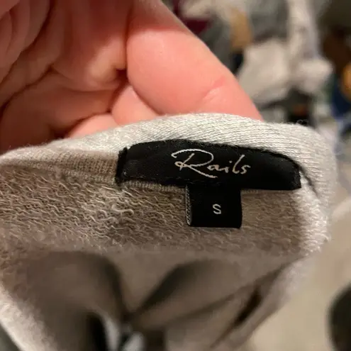 Rails Marilyn Raw Hem Gray Tie Detail Sweatshirt Size S