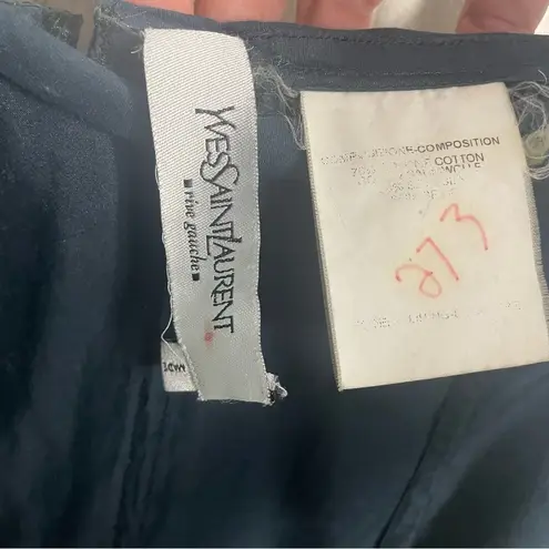 YSL Yves St Laurent Vintage Blue Ruched Skirt Zipper Skirt size 38 ESTIMATED