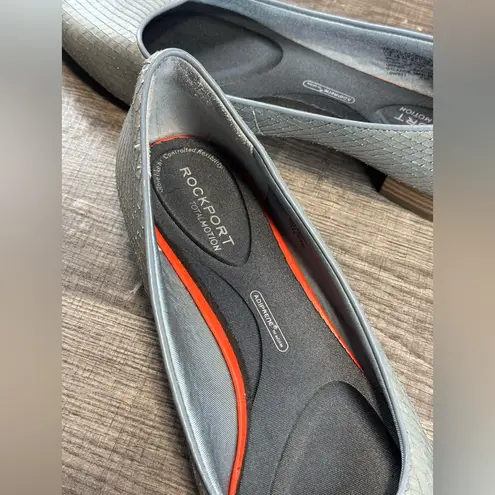 Rockport Women's Sz 9 Gray Total Motion Adelyn Leather Ballet Flat Silver