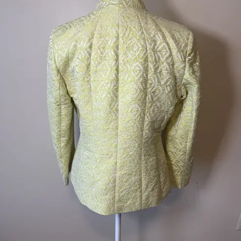 Lafayette 148 New York Jacket Limeade Textured Poly Cotton Linen Blend Green 10