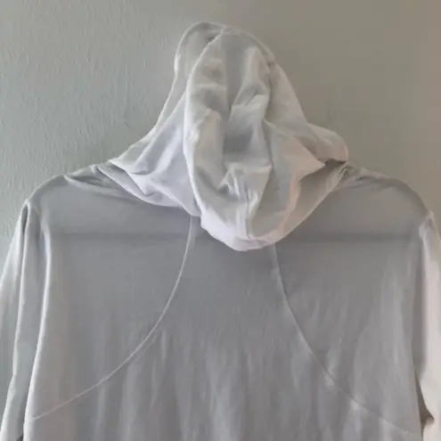 Soft Surroundings Hooded Top Knit Wrap Criss Cross GUC White L? See Measurements