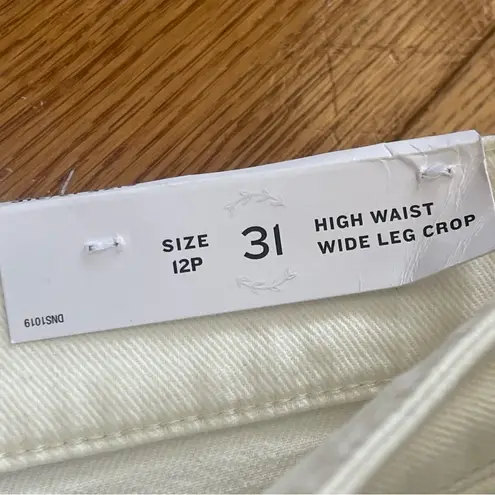 Loft Ann Taylor  High Waist Wide Leg Crop Jeans White Size 12P/31