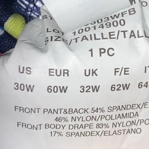 TRIMSHAPER ONE PIECE SWIMSUIT WO PLUS SIZE 30 VIVID PRINT SIDE RUSHING EUC CLEAN Black