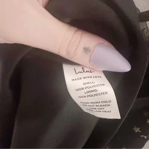 Lulus Favorite Moment Gold and Black Star Print Skater Dress Tulle Glitter