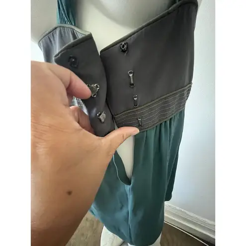 Proenza Schouler Silk Size 6 Halter Twist Back Bustier Green Gray Top Blouse