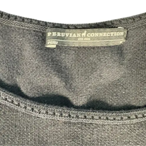 Peruvian Connection Knit Bodycon Dress Womens Medium Black Boho Whimsigoth