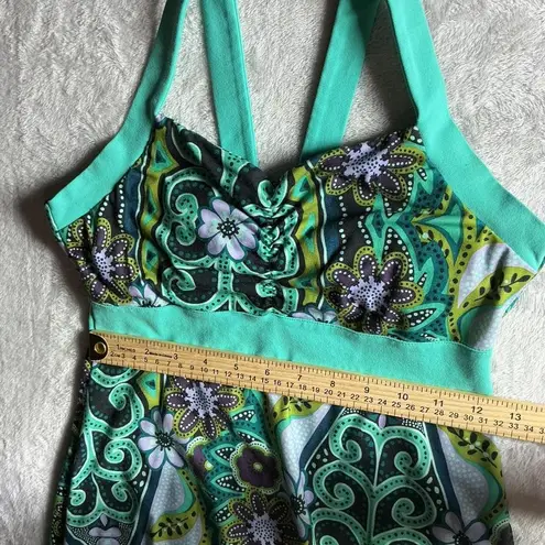 prAna Boho Dress Green Floral Print Halter Neck M