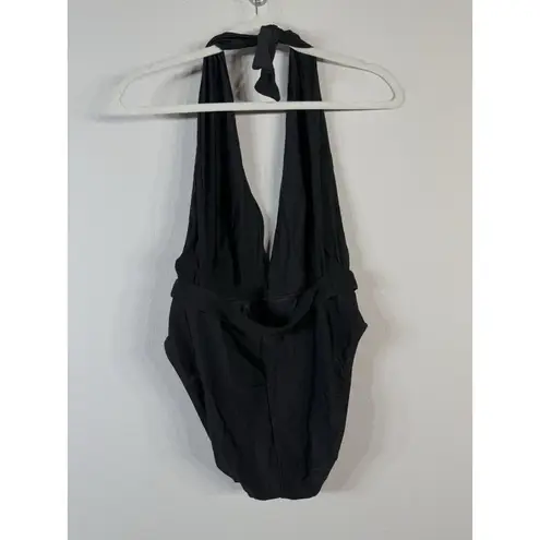 Anne Klein  Women’s Size 10 Black High Leg Halter‎ Neck Plunge Swimsuit Beach USA
