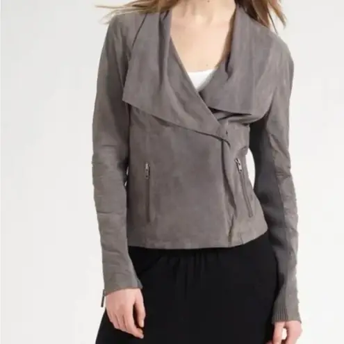 Vince  Drape Suede Leather Jacket in Grey