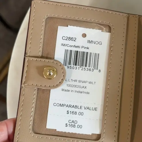Coach  C2862 Pink Pebble Leather Snap Wallet in Confetti Pink thumbnail 6